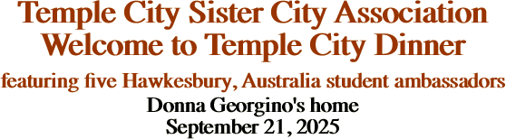 Temple City Sister City Association Welcome
